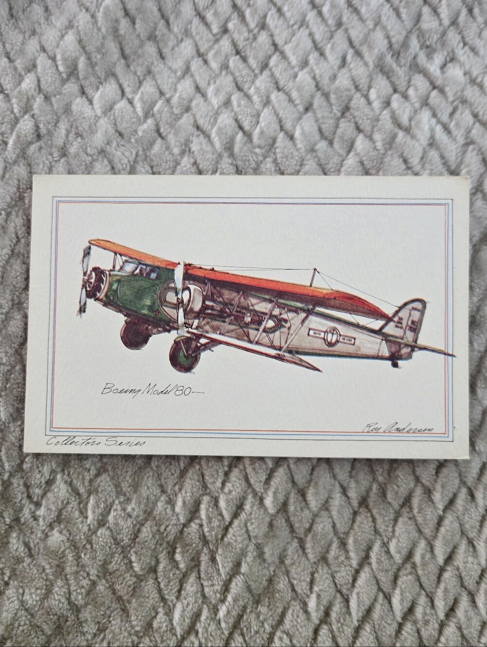Vintage Boeing Model 80 Airplane Postcard 1973 Roy Andersen Aviation Art United